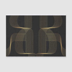 Gold, black, elegant, cool, unique trendy line art tissue paper
