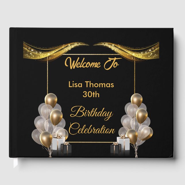 Gold Black Elegant  Guest Book (Front)