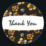 Gold & Black Elegant Hibiscus Floral Sticker<br><div class="desc">Gold & Black Elegant Hibiscus Floral Sticker. Customise with any text.</div>