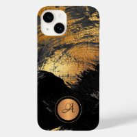 Gold black elegant modern abstract monogrammed