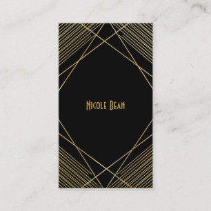 Gold & Black Elegant Modern Geometric Glam Deco Business Card