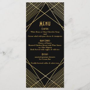 Gold & Black Elegant Modern Glam Deco Wedding Menu