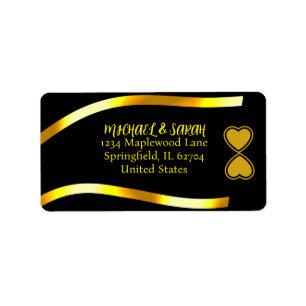 Gold & Black Elegant Modern Wedding Anniversary  Label