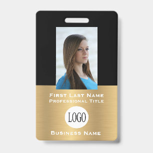Gold & Black Employee I.D. Badges Name Tags ID Badge