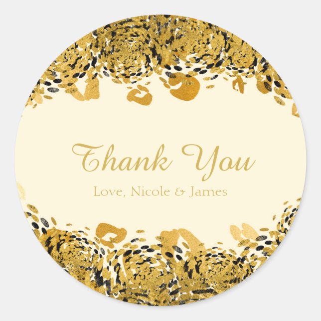 Gold & Black Exotic Jungle Cheetah Cream Favour Classic Round Sticker (Front)