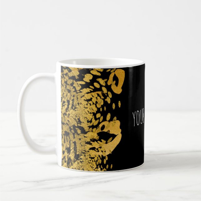 Gold & Black Exotic Jungle Cheetah Glam Coffee Tea Mug (Left)