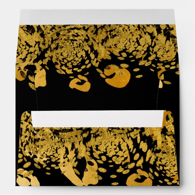 Gold & Black Exotic Jungle Cheetah Glam Invitation Envelopes (Back (Bottom))