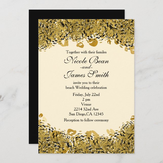 Gold & Black Exotic Jungle Cheetah Invitations (Front/Back)