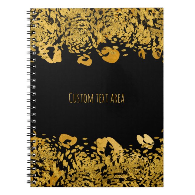 Gold & Black Exotic Jungle Elegant Glam Cheetah Notebook (Front)