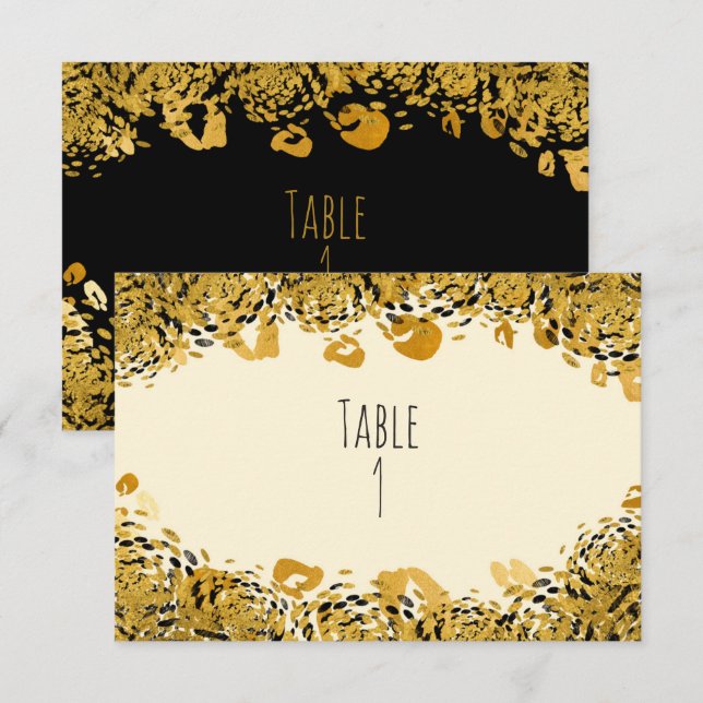 Gold & Black Exotic Jungle Table Number Card (Front/Back)