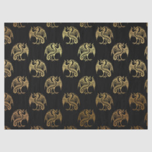 Gold black Fantasy Dragon party tissue paper