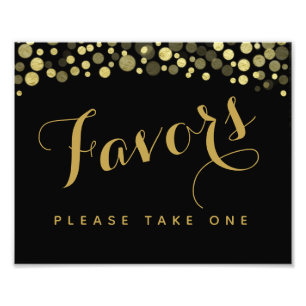 Gold & Black Favours party or wedding sign