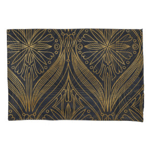 Gold Black Filigree Damask Pillowcase
