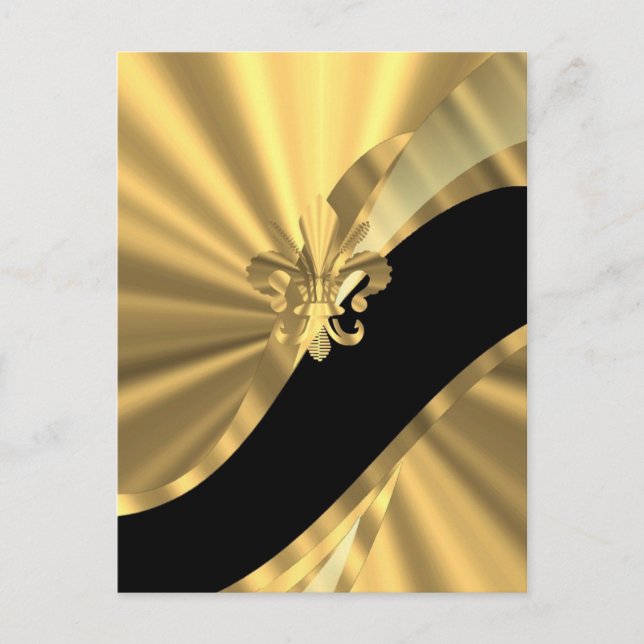 Gold & black fleur de lys postcard (Front)