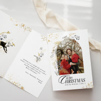 Gold & Black Floral Boho Arch Photo Christmas