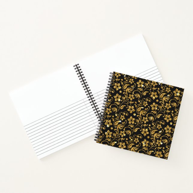 Gold & Black Floral Notebook/Journal Notebook (Inside)