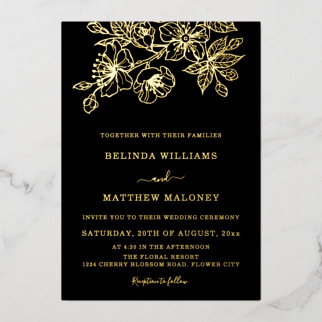 Gold Black Floral Wedding (Front)