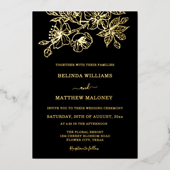 Gold Black Floral Wedding (Front)