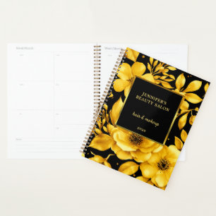 Gold black flowers professional appointment planner
