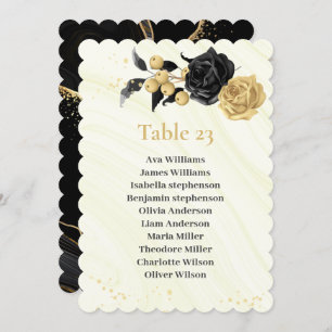 gold & black flowers seating chart table number