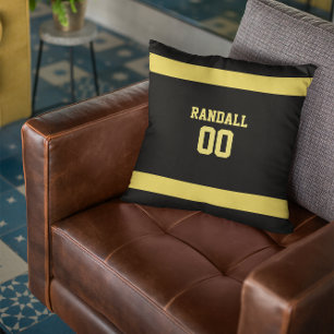 Gold & Black Football Team Personalised Cushion