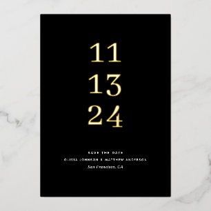 Gold black formal minimalist wedding Save the Date
