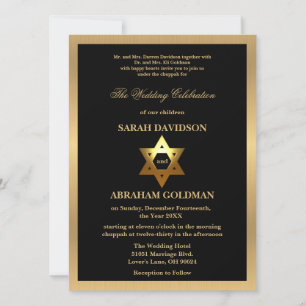 Gold Black Formal Traditional Jewish Wedding Invit Invitation
