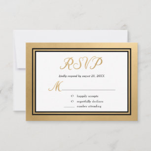 Gold Black Formal Wedding RSVP Card