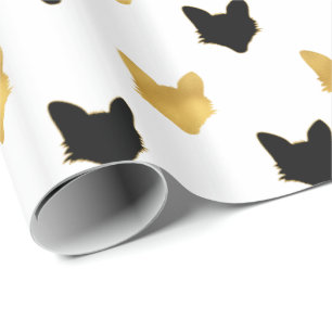Gold Black Foxes Wrapping Paper