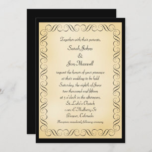 Gold Black Frame Wedding Invitation