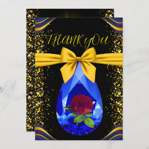 Gold & Black Gemstone Diamond Wedding Anniversary Thank You Card