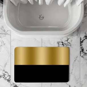 Gold & Black Geometric Design Monogram Bath Mat
