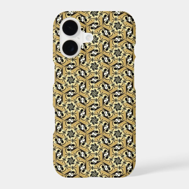 Gold Black Geometric Swirl Pattern iPhone 7 Case (Back)
