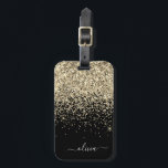 Gold Black Girly Glitter Sparkle Monogram Name Luggage Tag<br><div class="desc">Gold and Black Sparkle Glitter Monogram Name and Initial Pillow. The luggage bag tag makes the perfect sweet 16 birthday, wedding, bridal shower, baby shower or bachelorette party gift for someone decorating her room in style.</div>