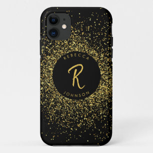 Gold & Black Girly Monogram iPhone 11 Case