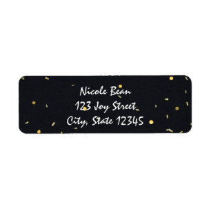 Gold & Black Glam Birthday Party Address Labels