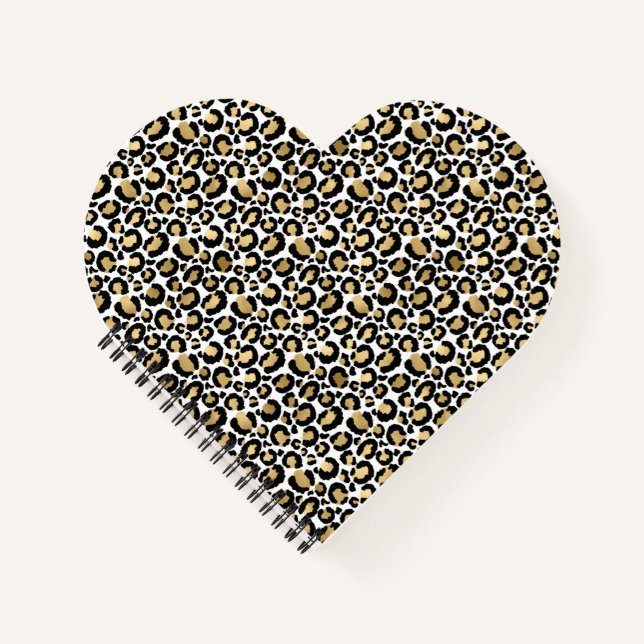 Gold Black Glam Leopard Print Notebook (Front)