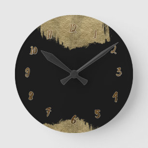 Gold & Black Glam Modern Glamour Chic Personalised Round Clock