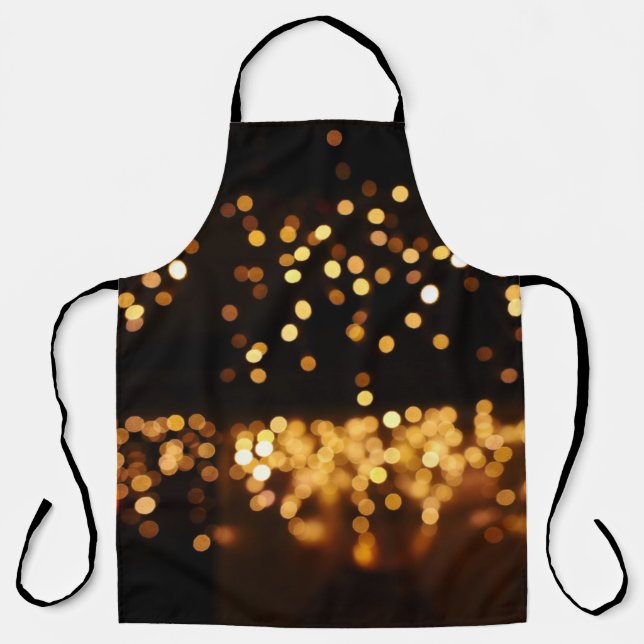 Gold Black Glitter: Abstract De-focused Background Apron (Front)