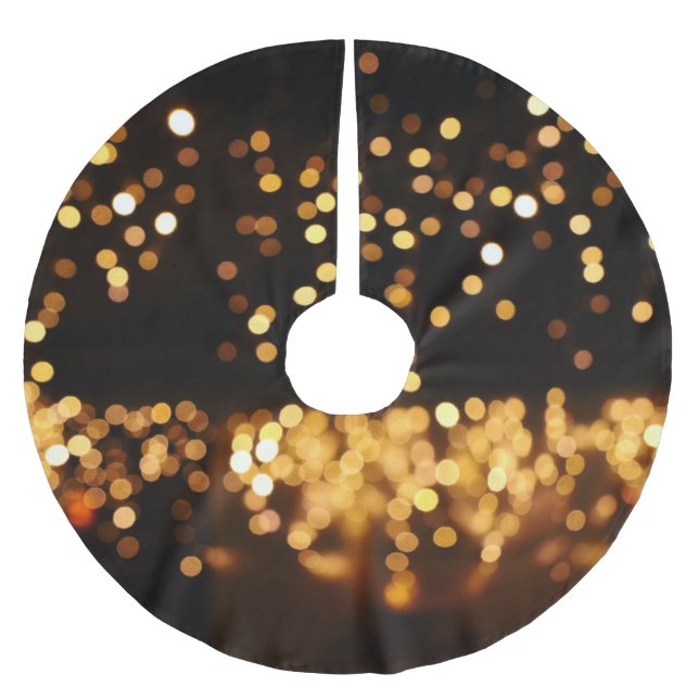 Gold Black Glitter: Abstract De-focused Background Brushed Polyester Tree Skirt (Front)