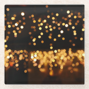 Gold Black Glitter: Abstract De-focused Background Glass Coaster