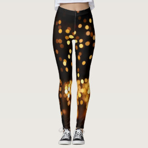 Gold Black Glitter: Abstract De-focused Background Leggings