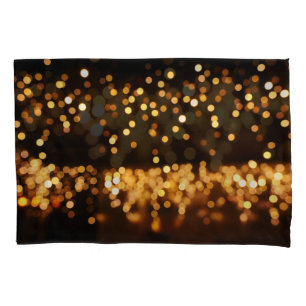 Gold Black Glitter: Abstract De-focused Background Pillowcase