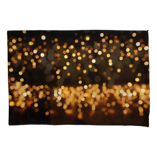 Gold Black Glitter: Abstract De-focused Background Pillowcase (Front)