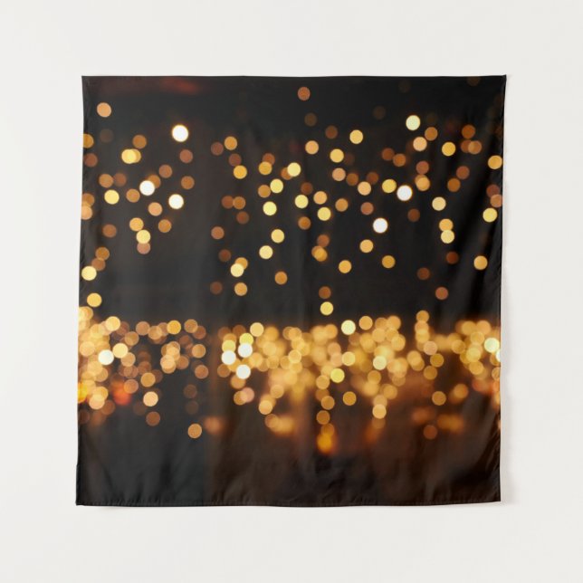 Gold Black Glitter: Abstract De-focused Background Tapestry (Front)