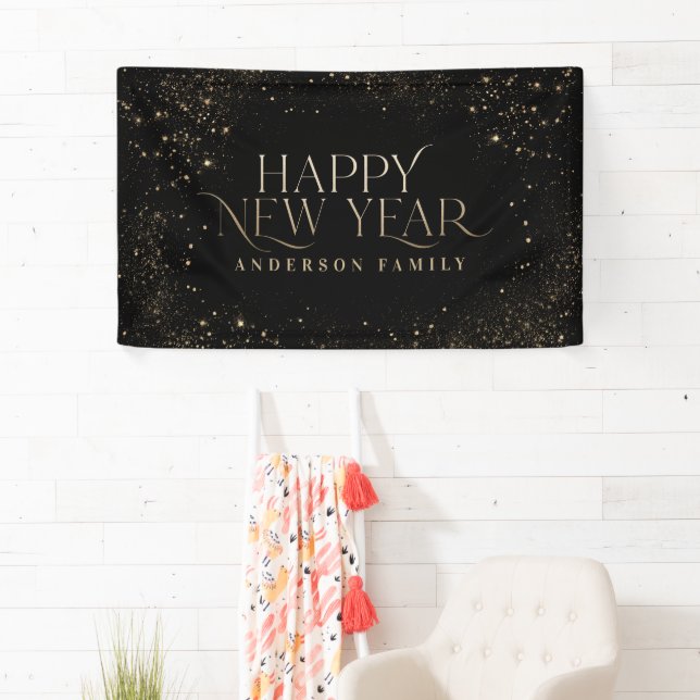 Gold black glitter elegant new year party banner (Insitu)