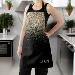 Gold Black Glitter Girly Monogram Initials Apron<br><div class="desc">Black and Gold Sparkle Glitter Monogram Name Apron. This makes the perfect sweet 16 birthday,  wedding,  bridal shower,  anniversary,  baby shower or bachelorette party gift for someone that loves glam luxury and chic styles.</div>