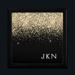 Gold Black Glitter Girly Monogram Initials Gift Box<br><div class="desc">Black and Gold Sparkle Glitter Monogram Name Jewellery Keepsake Box. This makes the perfect graduation,  birthday,  wedding,  bridal shower,  anniversary,  baby shower or bachelorette party gift for someone that loves glam luxury and chic styles.</div>