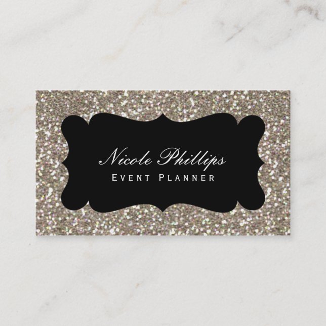 Gold & Black Glitter Glam Chic Style Business Card (Front)