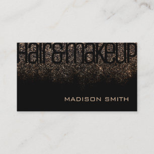 Gold Black Glitter Sparkle Glamorous Luxury Beauty Business Card